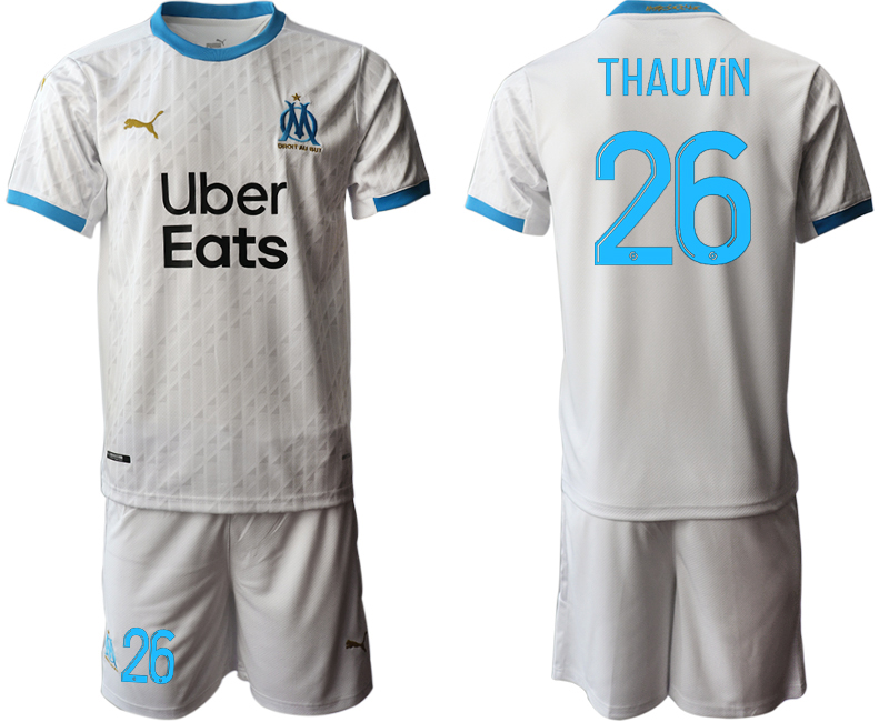 Men 2020-2021 club Marseille home grey #26 Soccer Jerseys